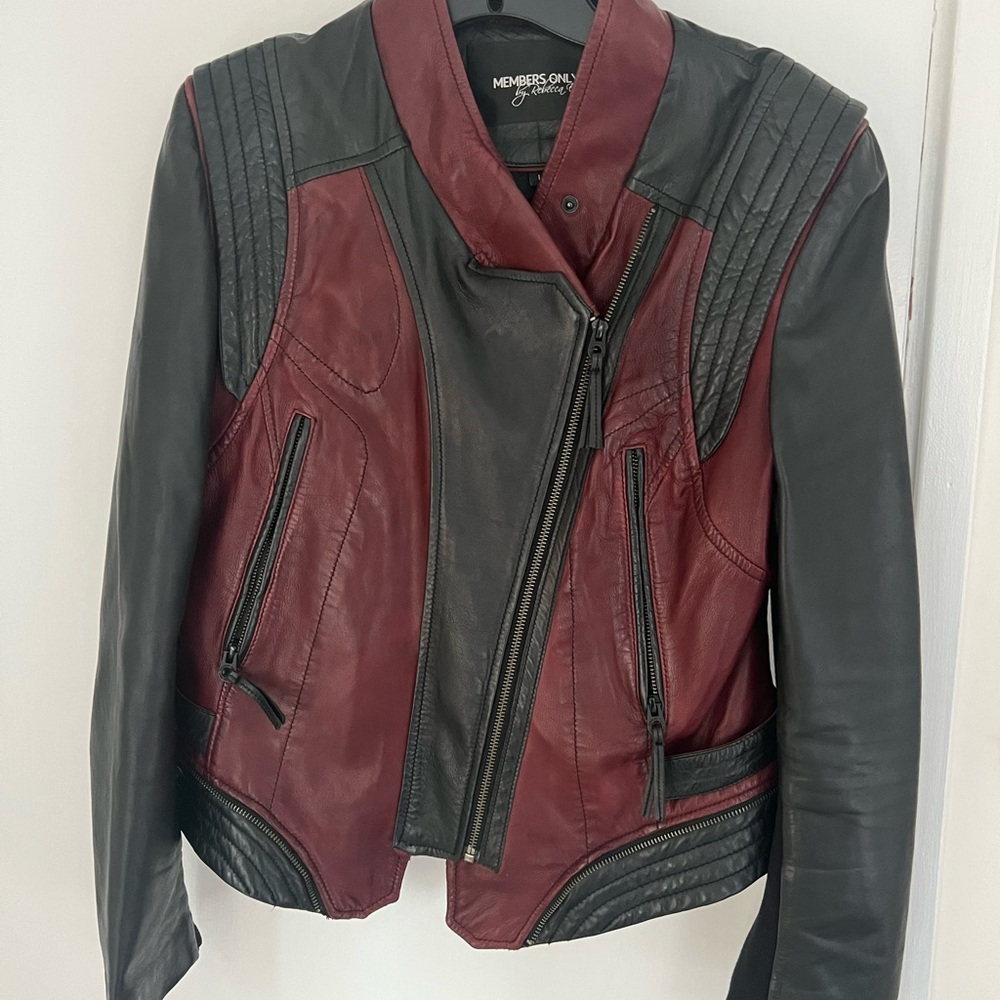 Members only leather racing jacket, large